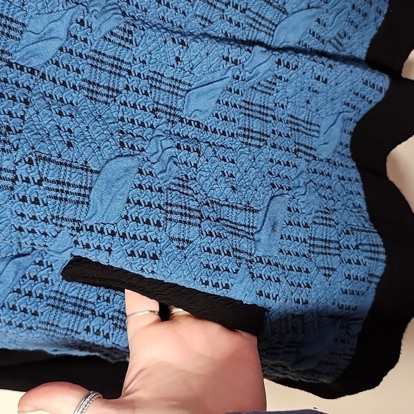 Parsley & Sage Chic Blue and Black Asymmetrical Neck Buttoned Sweater XL - Picture 4 of 9